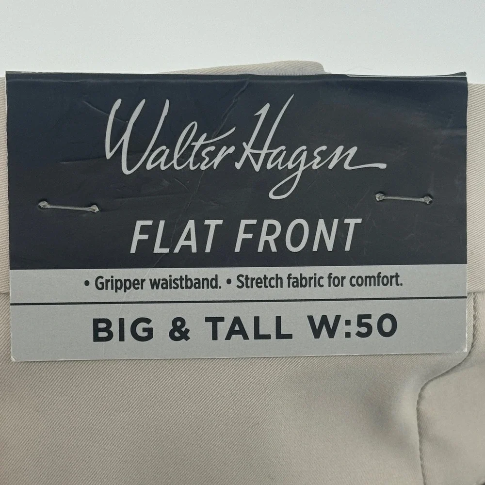 NWT Walter Hagen Men Big & Tall Golf Shorts Sz 50 Light Khaki HydroDri P11‎